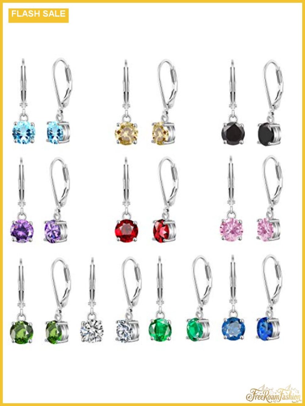 10 Pairs Cubic Zirconia Dangle Earrings Brass Leverback Small Hoop for Women